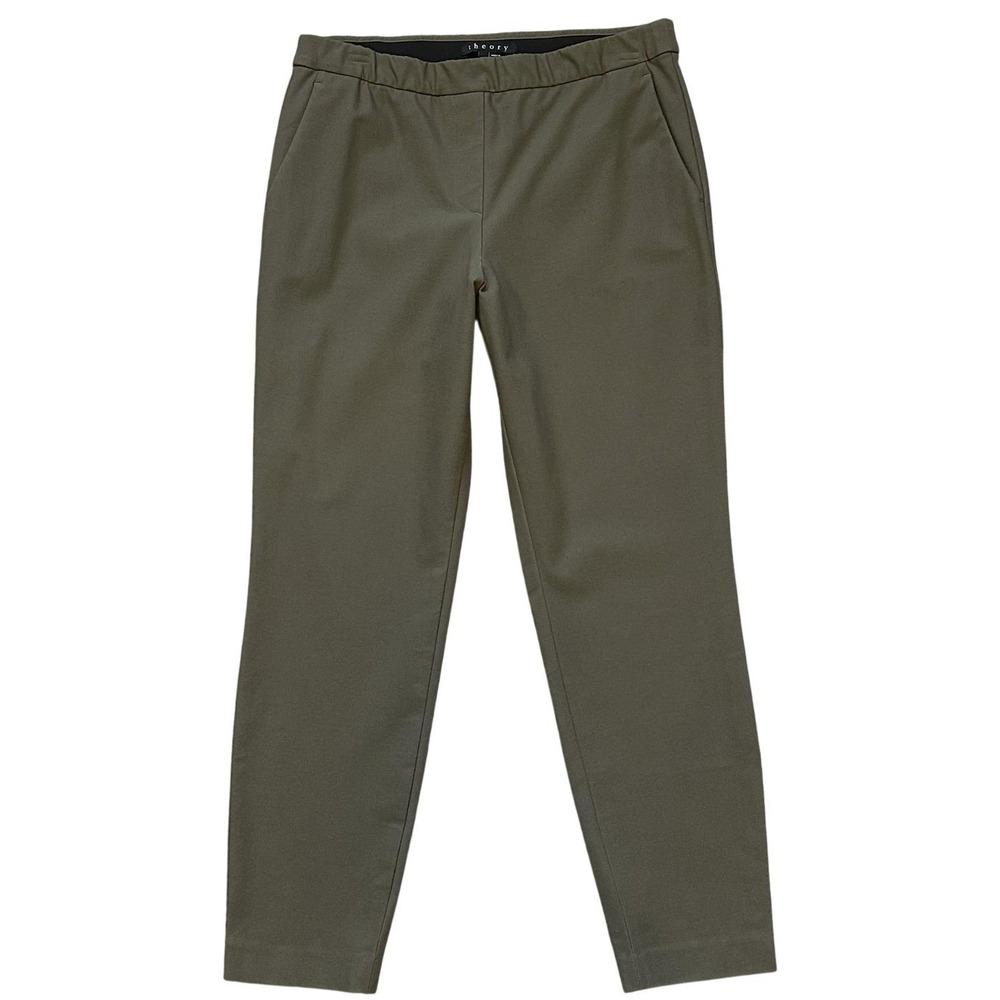 Theory Pants Womens 6 Green Pull‎ On Tapered Stretch Twill Dress Made In USA